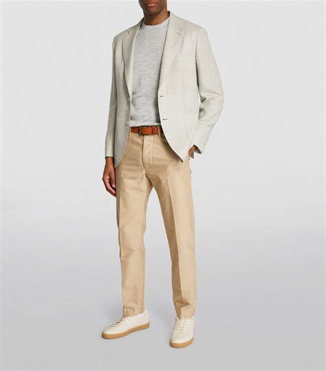 Mens Brioni Multi Wool Silk Linen Check Blazer Harrods US