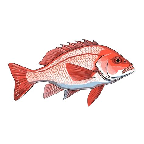 Premium Vector Hand Drawn Flat Color Snapper Fish Illustration