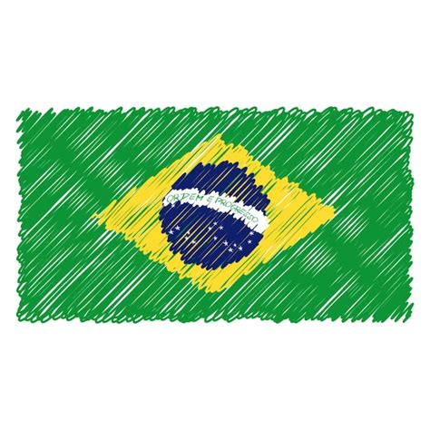 Premium Vector Hand Drawn National Flag Of Brasil Isolated On A White