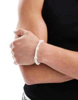 ASOS DESIGN Bracciale Con Perle Sintetiche Irregolari Bianche E