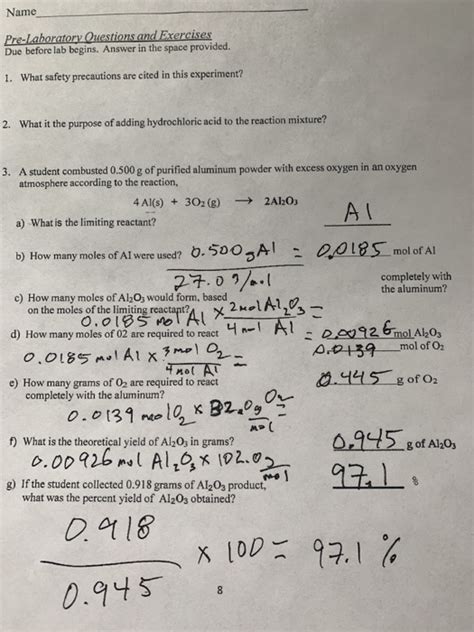 Name Pre Laboratory Questions And Exercises Due Chegg