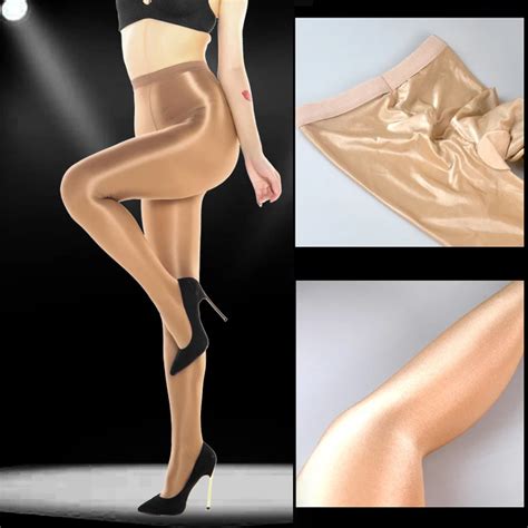 Sexy Slim 70d Shaping Flash Pantyhose Women Shiny Oil Satin Tights