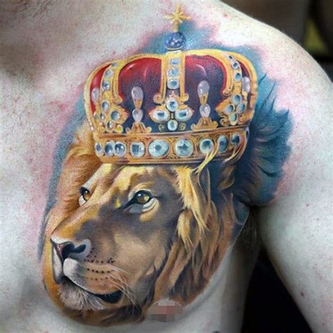 50 Wild Lion With Crown Tattoo Designs For Men 2023 Guide