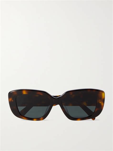 Celine Triomphe Rectangular Frame Acetate Sunglasses Tortoiseshell