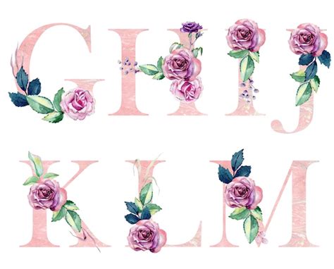 Premium Photo Watercolor Floral Alphabet