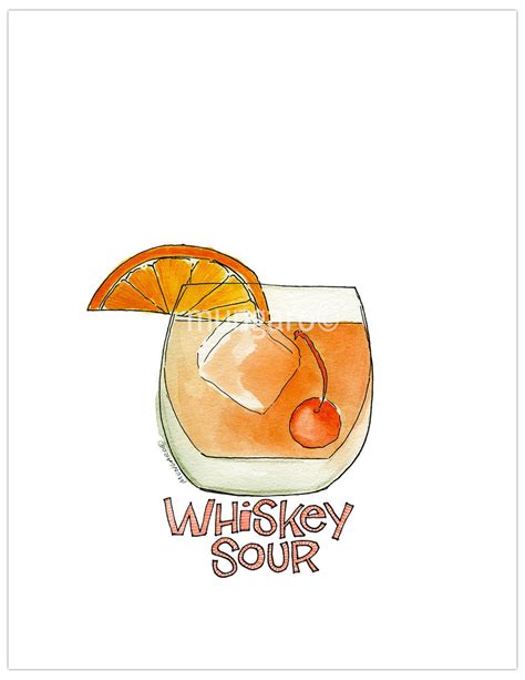 WHISKEY SOUR Cocktail Watercolor Art Illustration Print Or Art Etsy