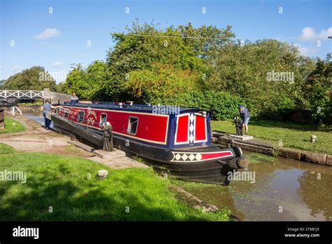 Canal Narrowboat In The The Big Lock On The Trent And Mersey Canal At