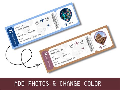 Editable Boarding Pass Template Airline Ticket Canva Etsy