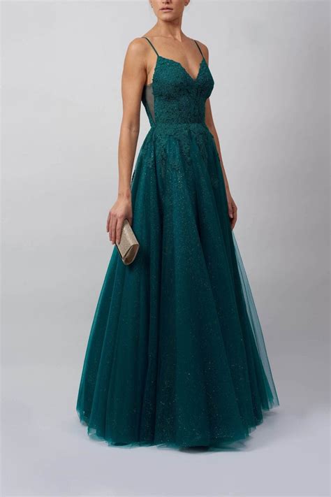 Mascara London Curve Collection Mc511945 Green Tulle Ballgown Cargo