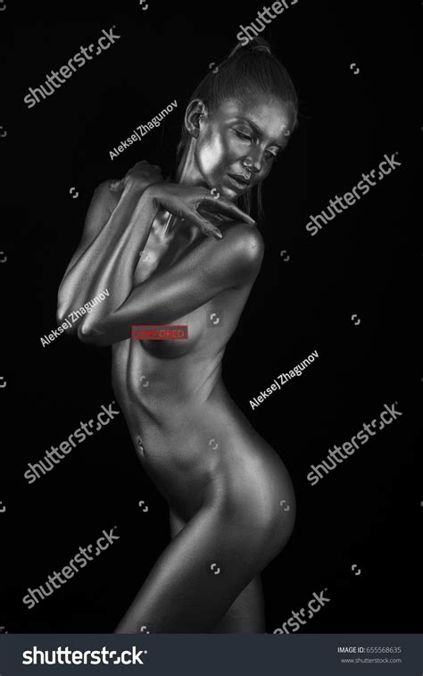 Naked Female Body Silver Body Painting Stock Photo Shutterstock