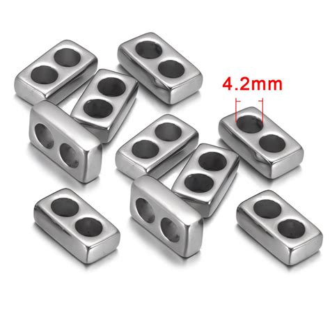 10pcs Double Hole Stainless Steel Beads For Leather Etsy