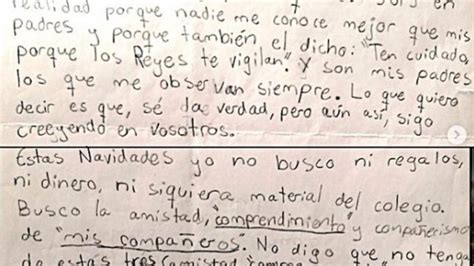 Bullying La Conmovedora Carta A Los Reyes Mago De Un Ni O De A Os