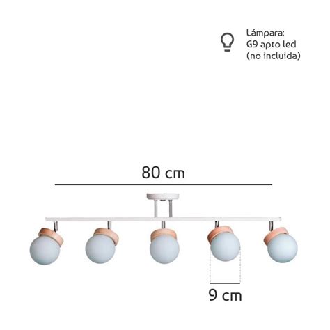 Luz Desing Aplique Sistema Luces Elyn Blanco Madera Globo Opal G