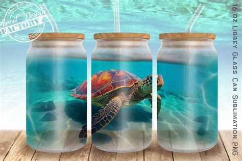 Sea Turtle Glass Can Png 16 Oz Libbey Glass Can Tumbler Sublimation