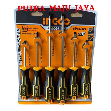 Jual Obeng Gagang Karet Screwdriver Set Pcs Ingco Hksd Cg Ingco