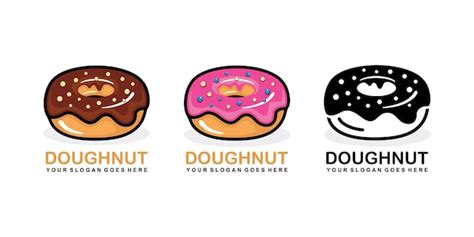 Ilustración De Vector De Diseño De Logotipo De Donut Vector Premium