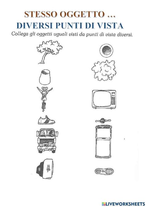 Oggetti Da Diversi Punti Di Vista Worksheet School Subjects Workbook