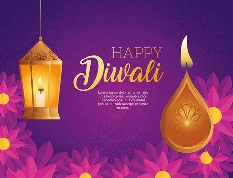 Happy Diwali Diya Candle And Lantern Vector Design 2700075 Vector Art