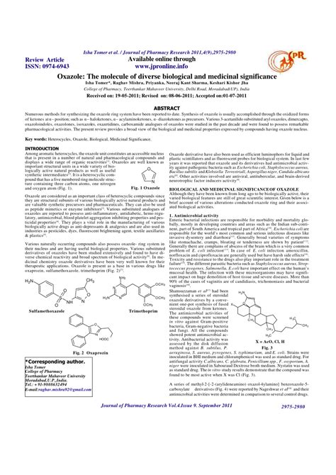 (PDF) Oxazole: The molecule of diverse biological and medicinal ...