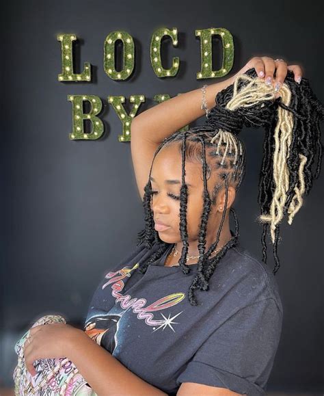 Soft Locs With Blonde Skunk Stripe Hair Styles Locs Hairstyles Micro Braids Hairstyles