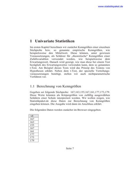 1 Univariate Statistiken