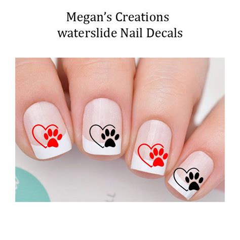 Dog Paws And Hearts Waterslide Nail Art Decals Etsy