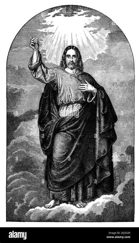 Jesus Christ In Heaven Vintage Antique Illustration Or Drawing Bible