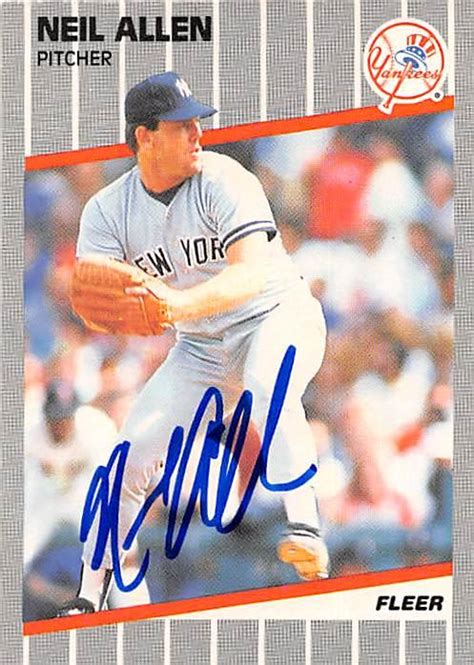 Neil Allen Autographed Baseball Card New York Yankees 1989 Fleer 250