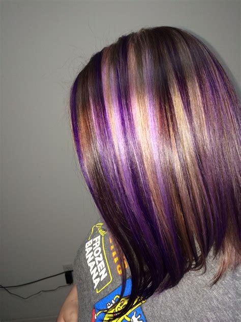 Pravana Vivids Violet With Blonde Highlights And Brown Lowlights Purple Brown Hair Purple