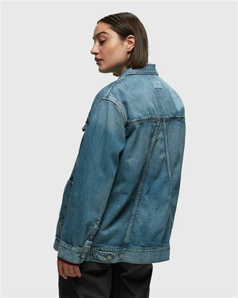 Ganni Tint Denim Oversized Jacket Blue Womens Denim Jackets Ganni