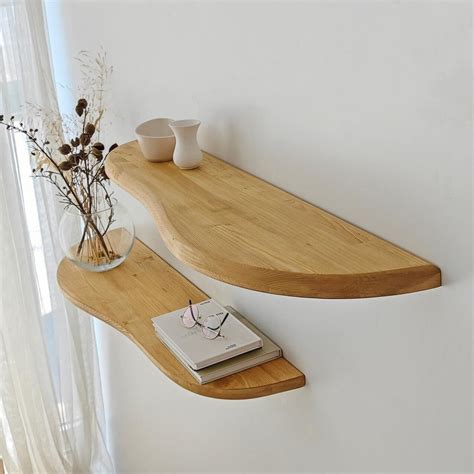 Thick Oak Floating Shelf With Rounded Corners Modern Solid Wood