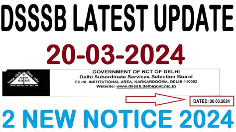 Dsssb Latest Update Dsssb New Notice