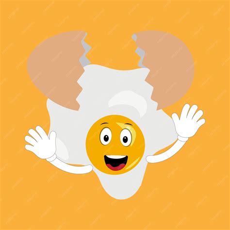Ovo frito com cara bonita de mentira ilustração de desenho animado ovo