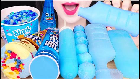 ASMR BLUE ICE CREAM ICE CRACKING POPPING STAR TUBE POPSICLE POLAR