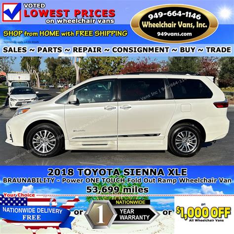 For Sale Used 2018 Toyota Sienna BraunAbility Power ONE TOUCH Fold