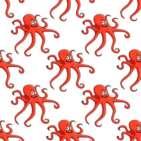 Red Squid Cartoon Character Cartoon Isolated Red Squid Character