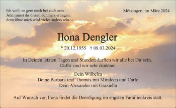 Traueranzeigen Von Ilona Dengler Schwarzw Lder Bote Trauer