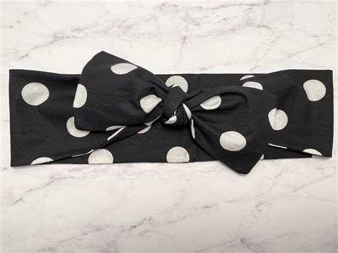 Black Polka Dot Headband Adult Etsy