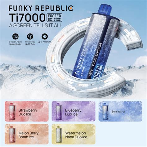 FUNKY REPUBLIC TI7000 BY ELFBAR 7000 PUFFS DISPOSABLES DISPLAY OF 5