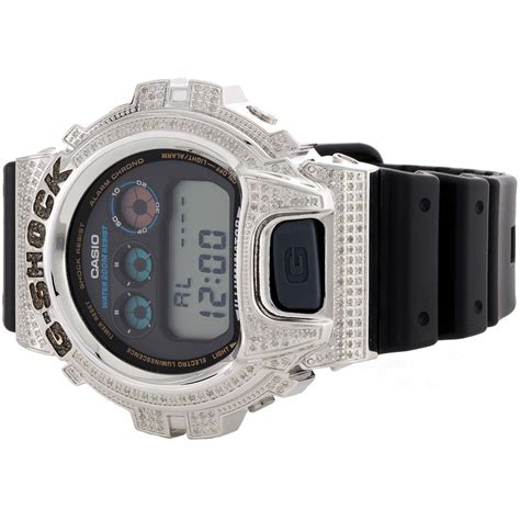 Casio G Shock Dw6900 Watch White Round Real Diamond Stainless Steel