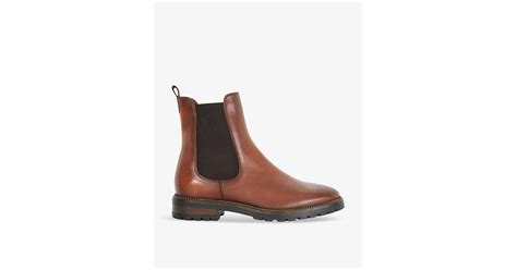 Dune Poema Cleated Sole Leather Chelsea Boots In Brown Lyst