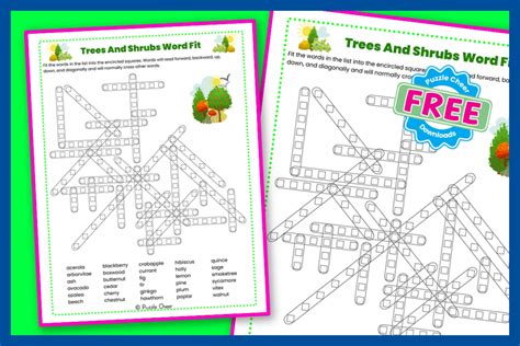 Trees And Shrubs Word Fit Puzzle Puzzle Cheer