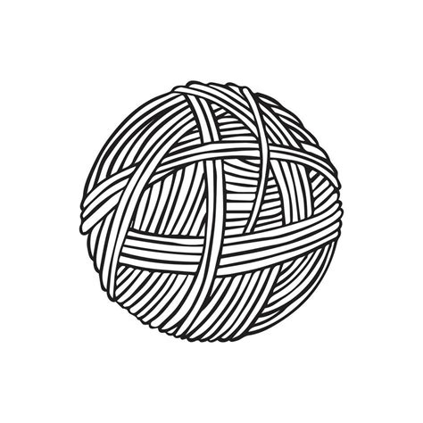 Vector Drawing In Doodle Style Ball Of Wool Knitting Crochet Hobby