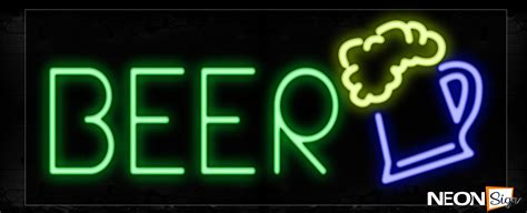 Beer In Green With Beer Mug Neon Sign Neonsign