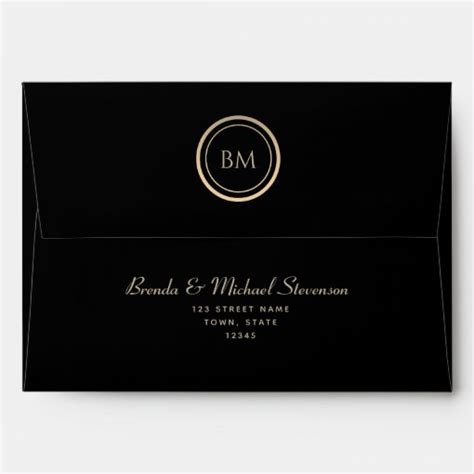 Romantic Calligraphy Black Wedding Envelope | Zazzle