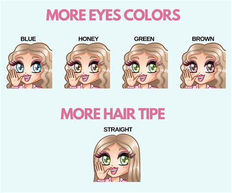 Curly Hair Emotes For Twitch Blonde Hair Emote And Green Eyes Etsy