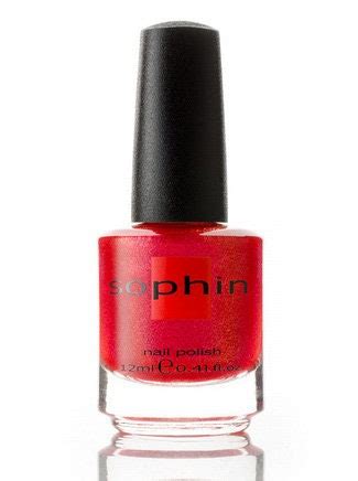 Shimmering Coral Red Nail Polish Sophin Bright Sparkling