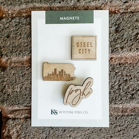 Pittsburgh Skyline in PA Pack of 3 Magnets: PA with Skyline, Steel Cit