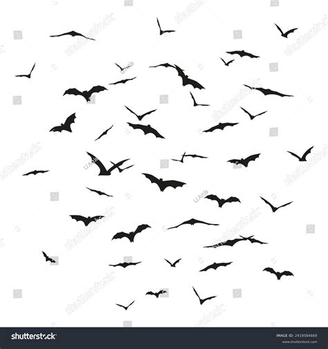 Crowd Flying Bats Isolated Vector Clipart Stock Vector (Royalty Free ...