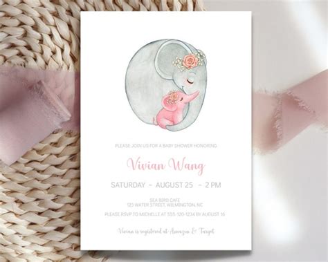 Elephant Baby Shower Invitation Mama Baby Elephant Shower Etsy